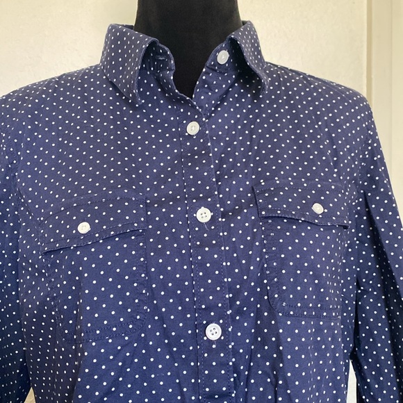 L.L Bean polka dot button down shirt - Picture 3 of 6